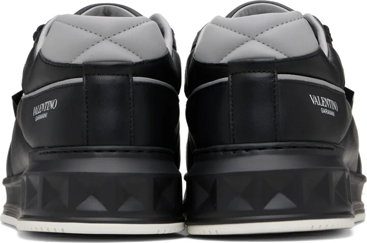 Valentino Garavani Black One Stud Low-Top Nappa Sneakers - Image 2