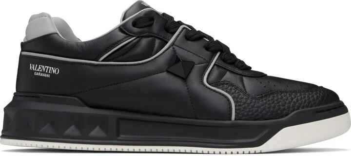 Valentino Garavani Black One Stud Low-Top Nappa Sneakers