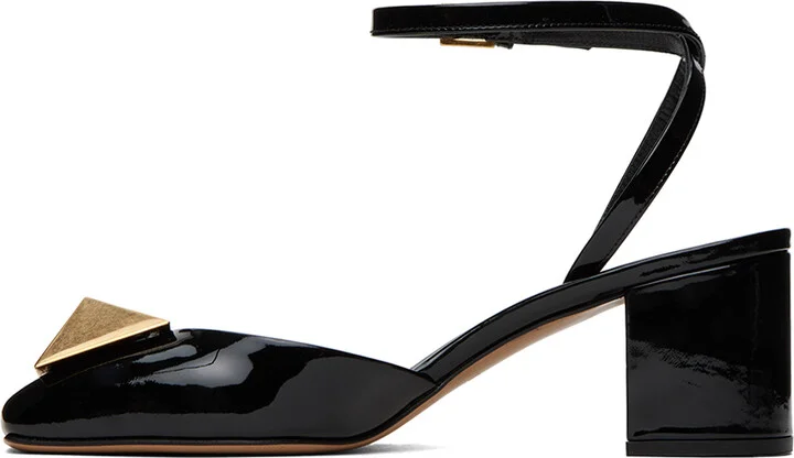 Valentino Garavani Black One Stud Patent Leather Heels - Image 3