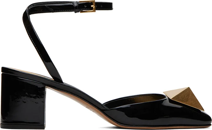 Valentino Garavani Black One Stud Patent Leather Heels