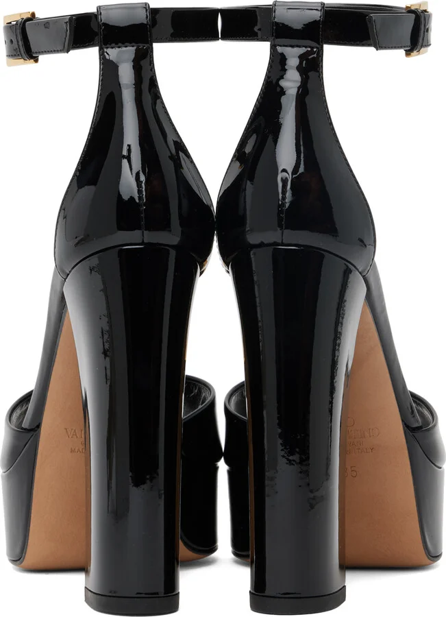 Valentino Garavani Black One Stud Platform Heels - Image 2