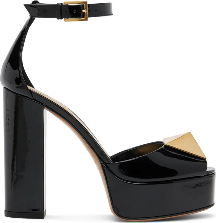 Valentino Garavani Black One Stud Platform Heels