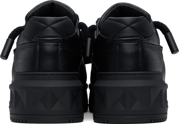 Valentino Garavani Black One Stud XL Nappa Leather Low-Top Sneakers - Image 2