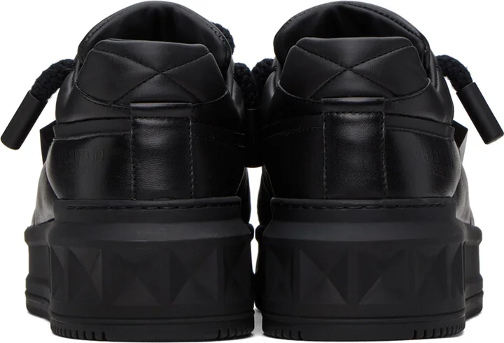 Valentino Garavani Black One Stud XL Nappa Leather Sneakers - Image 2