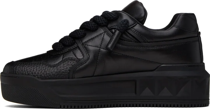 Valentino Garavani Black One Stud XL Nappa Leather Sneakers - Image 3