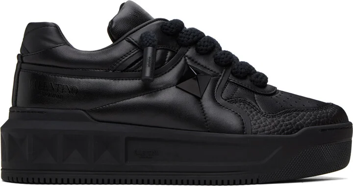 Valentino Garavani Black One Stud XL Nappa Leather Sneakers