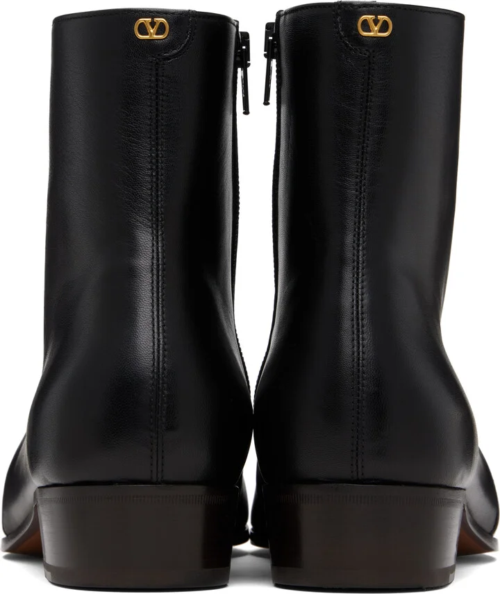 Valentino Garavani Black Pat Ankle Boots - Image 2