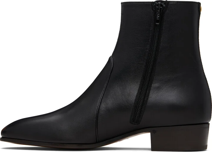 Valentino Garavani Black Pat Ankle Boots - Image 3