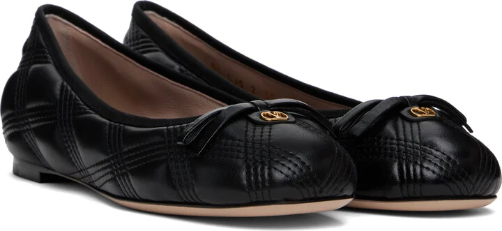 Valentino Garavani Black Quiltie 67 Ballerina Flats - Image 4