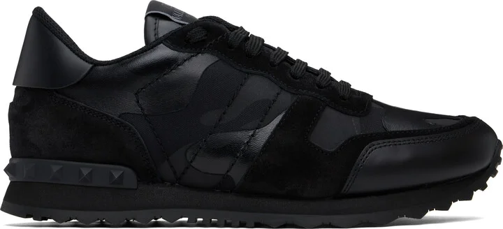 Valentino Garavani Black Rockrunner Camouflage Noir Sneakers