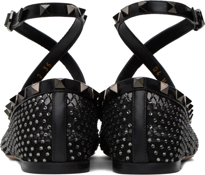 Valentino Garavani Black Rockstud Ballerina Flats - Image 2