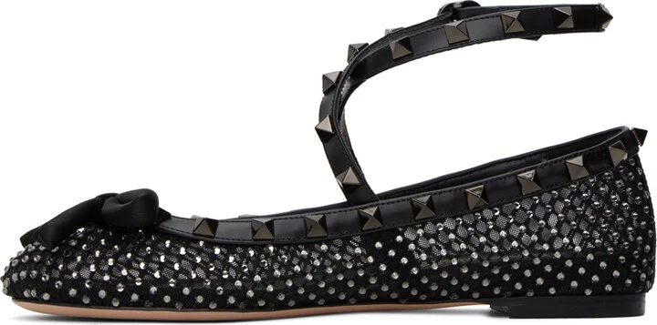 Valentino Garavani Black Rockstud Ballerina Flats - Image 3