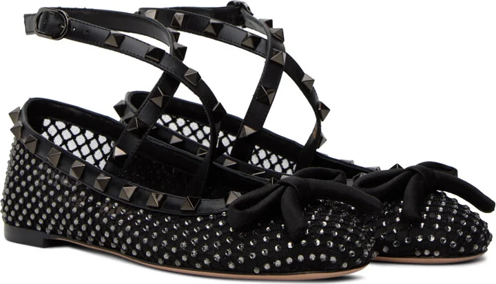Valentino Garavani Black Rockstud Ballerina Flats - Image 4