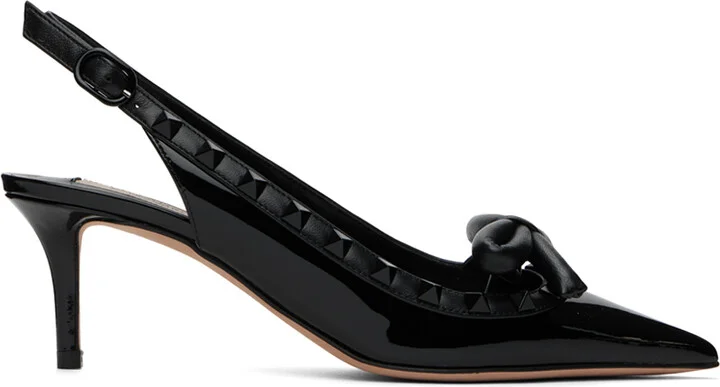 Valentino Garavani Black Rockstud Bow Slingback Heels
