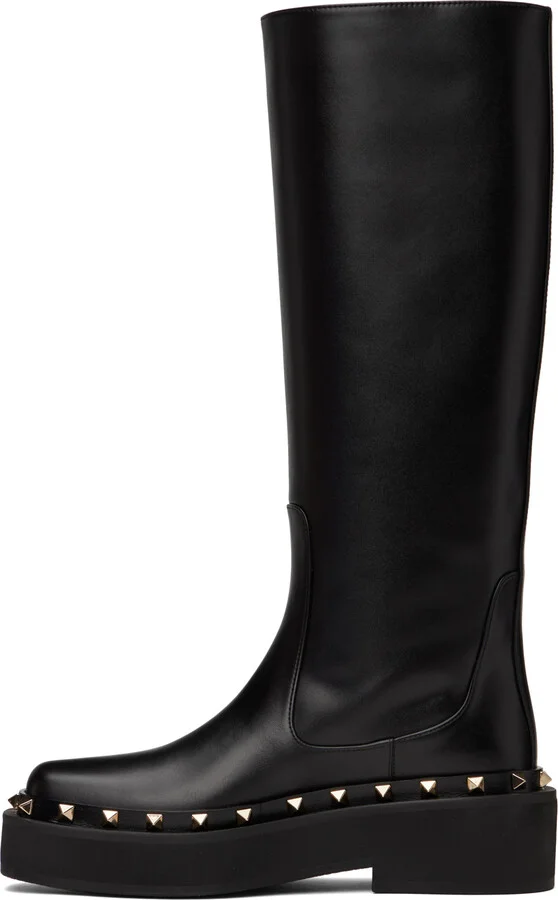 Valentino Garavani Black Rockstud M-Way Boots - Image 3