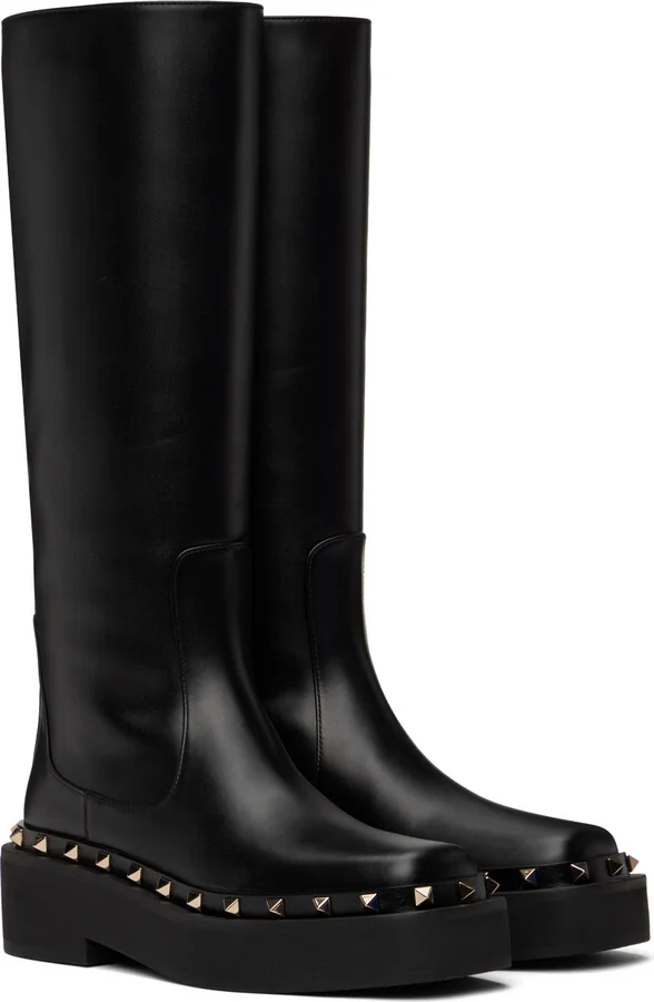 Valentino Garavani Black Rockstud M-Way Boots - Image 4