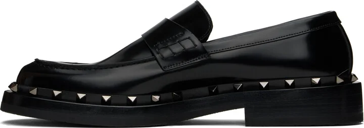Valentino Garavani Black Rockstud M-Way Loafers - Image 3
