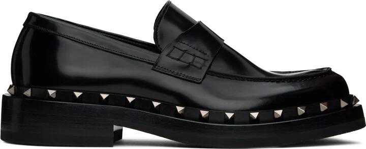 Valentino Garavani Black Rockstud M-Way Loafers