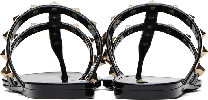 Valentino Garavani Black Rockstud Sandals - Image 2