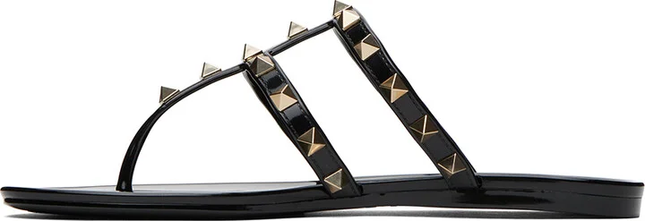 Valentino Garavani Black Rockstud Sandals - Image 3