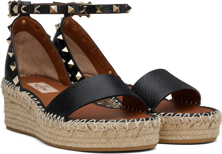 Valentino Garavani Black Rockstud Sandals - Image 4