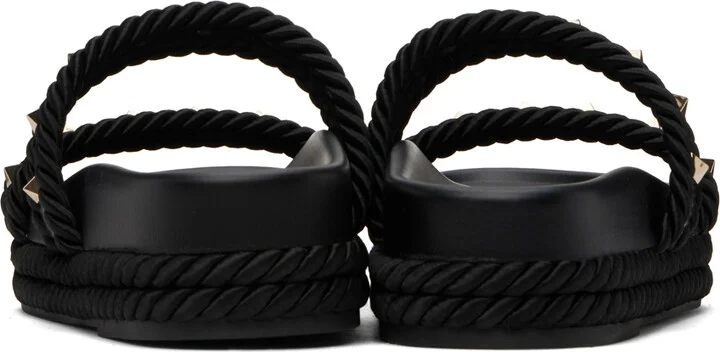 Valentino Garavani Black Rockstud Sandals - Image 2