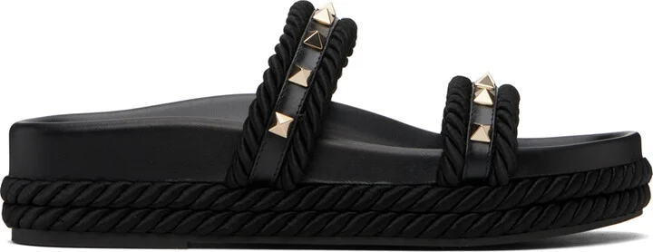 Valentino Garavani Black Rockstud Sandals