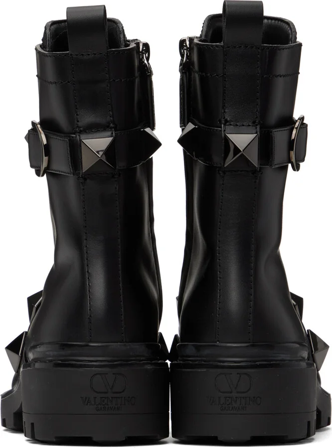 Valentino Garavani Black Roman Stud Boots - Image 2