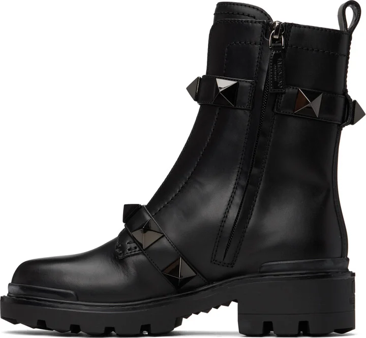 Valentino Garavani Black Roman Stud Boots - Image 3
