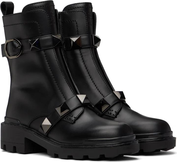 Valentino Garavani Black Roman Stud Boots - Image 4