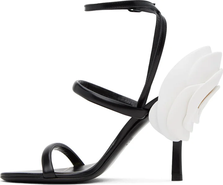 Valentino Garavani Black Roserouche Heeled Sandals - Image 3