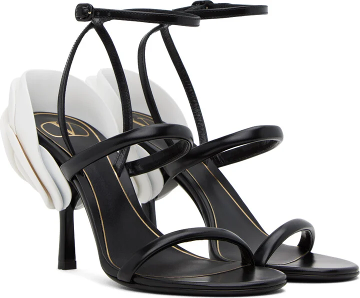Valentino Garavani Black Roserouche Heeled Sandals - Image 4