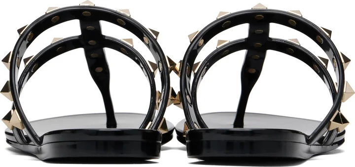 Valentino Garavani Black Summer Rockstud Sandals - Image 2