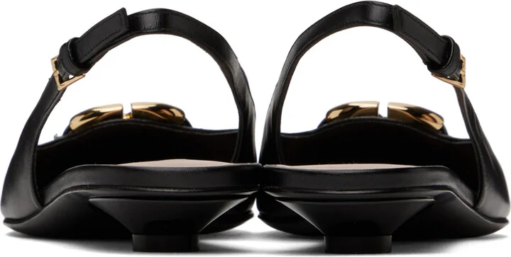 Valentino Garavani Black 'The Bold Edition' VLogo Ballerina Flats - Image 2