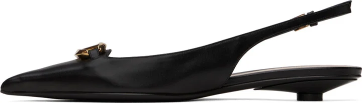 Valentino Garavani Black 'The Bold Edition' VLogo Ballerina Flats - Image 3