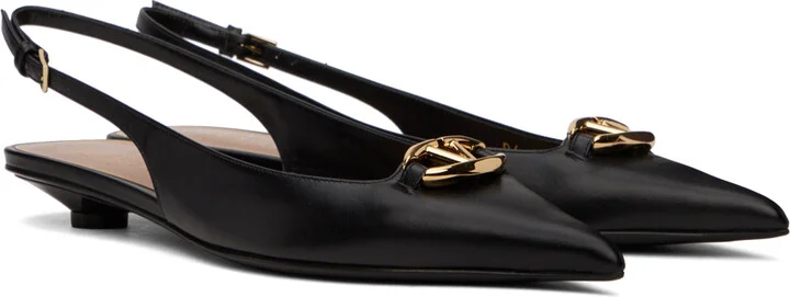 Valentino Garavani Black 'The Bold Edition' VLogo Ballerina Flats - Image 4
