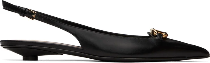 Valentino Garavani Black 'The Bold Edition' VLogo Ballerina Flats