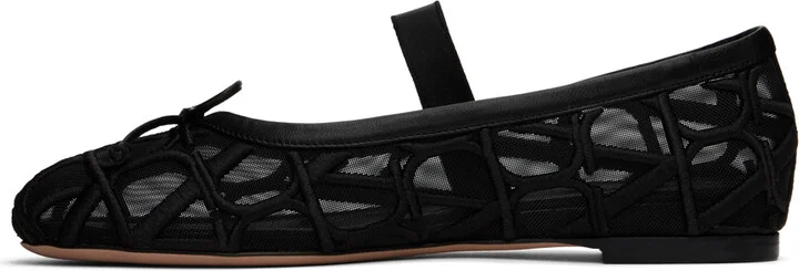 Valentino Garavani Black Toile Iconographe Ballerina Flats - Image 3