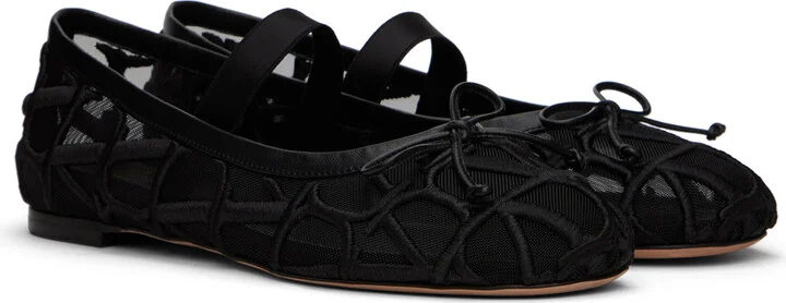 Valentino Garavani Black Toile Iconographe Ballerina Flats - Image 4