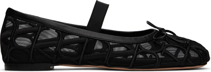 Valentino Garavani Black Toile Iconographe Ballerina Flats