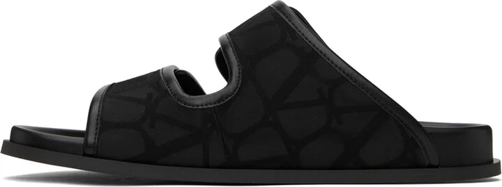 Valentino Garavani Black Toile Iconographe Sandals - Image 3