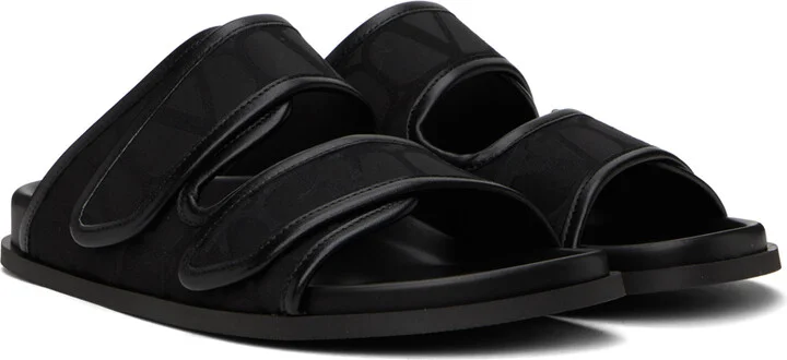 Valentino Garavani Black Toile Iconographe Sandals - Image 4