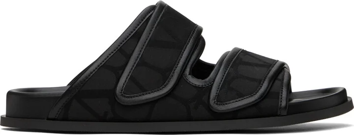Valentino Garavani Black Toile Iconographe Sandals