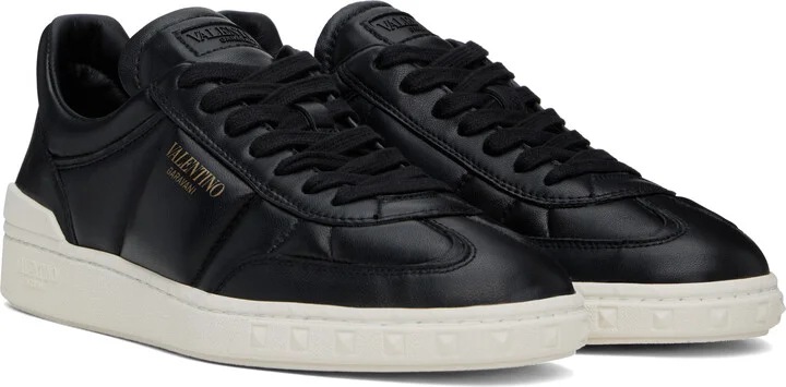 Valentino Garavani Black Upvillage Low Top Nappa Leather Sneakers - Image 4