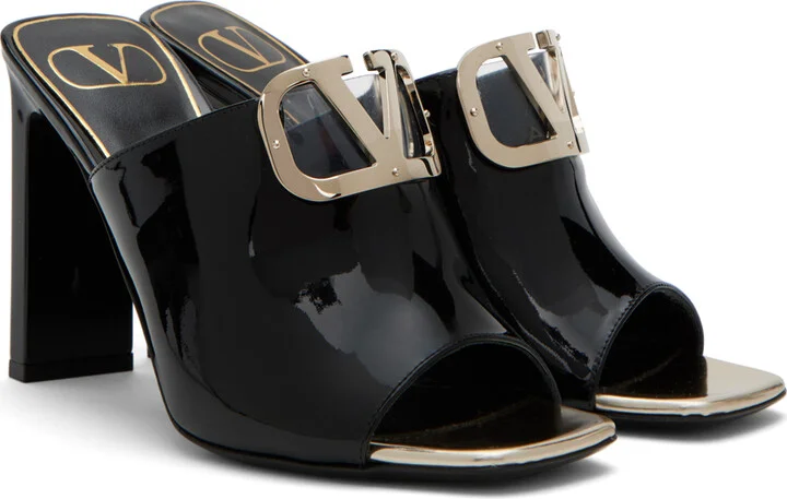 Valentino Garavani Black VLogo Heeled Sandals - Image 4