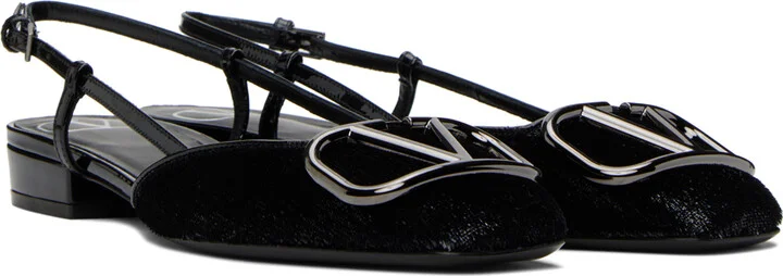 Valentino Garavani Black VLogo Signature Ballerina Flats - Image 4