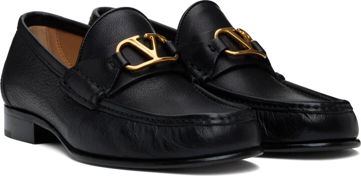 Valentino Garavani Black VLogo Signature Buffalo Loafers - Image 4