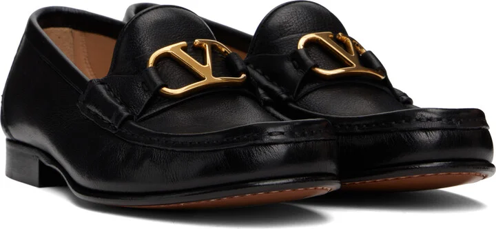 Valentino Garavani Black VLogo Signature Buffalo Loafers - Image 4