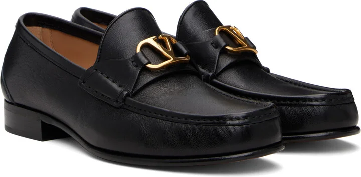 Valentino Garavani Black Vlogo Signature Buffalo Loafers - Image 4