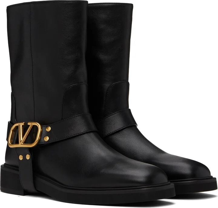 Valentino Garavani Black VLogo Signature Calfskin Boots - Image 4